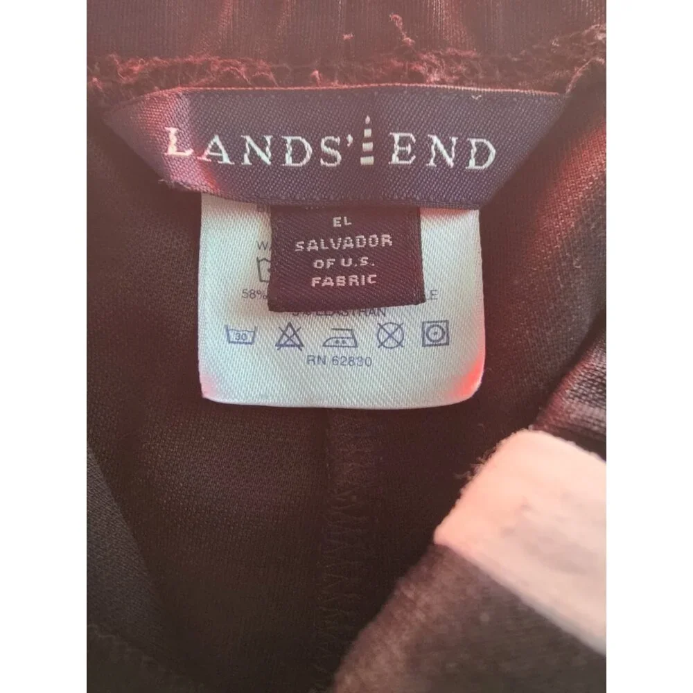 Lands' End Black White Straight Leg High Rise Pull On Jogger Pants W Stripes L